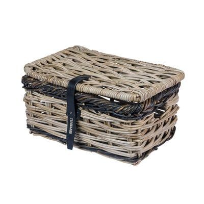 Basil Bicycle basket Dijon Small with lid Gray Black