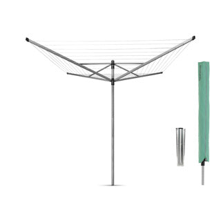 Séchoir rotatif Brabantia lift-o-matic - 60 m - avec ancrage au sol et capot de protection - gris métallisé