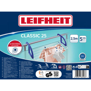 Etendoir suspendu Leifheit classic 25 - longueur de séchage 2,5 m longueur de séchage - blanc bleu