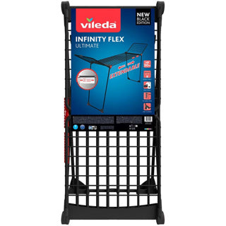 Étendoir Vileda infinity flex ultime (édition noire) - étendoir de table - longueur de séchage 30 m - étagère centrale télescopique extensible - ailes hautes
