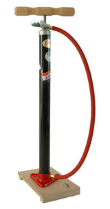 Pompe à vélo sur planche en bois avec Dunlop Valiel