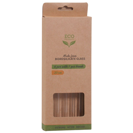 Pailles en verre avec brosse, 5 pcs.