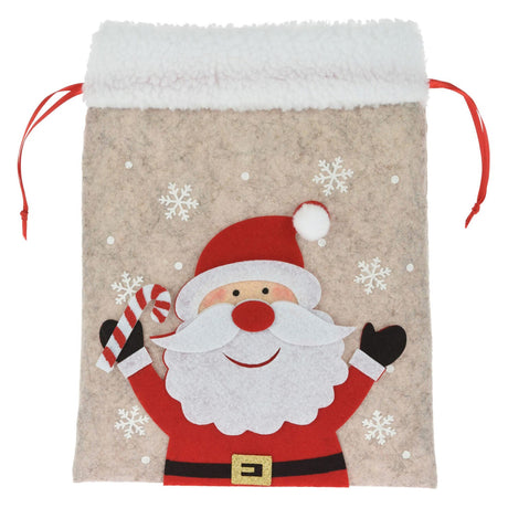 Koopman sac en feutre figurine de Noël sac cadeau Noël multi couleurs 26x21 cm.