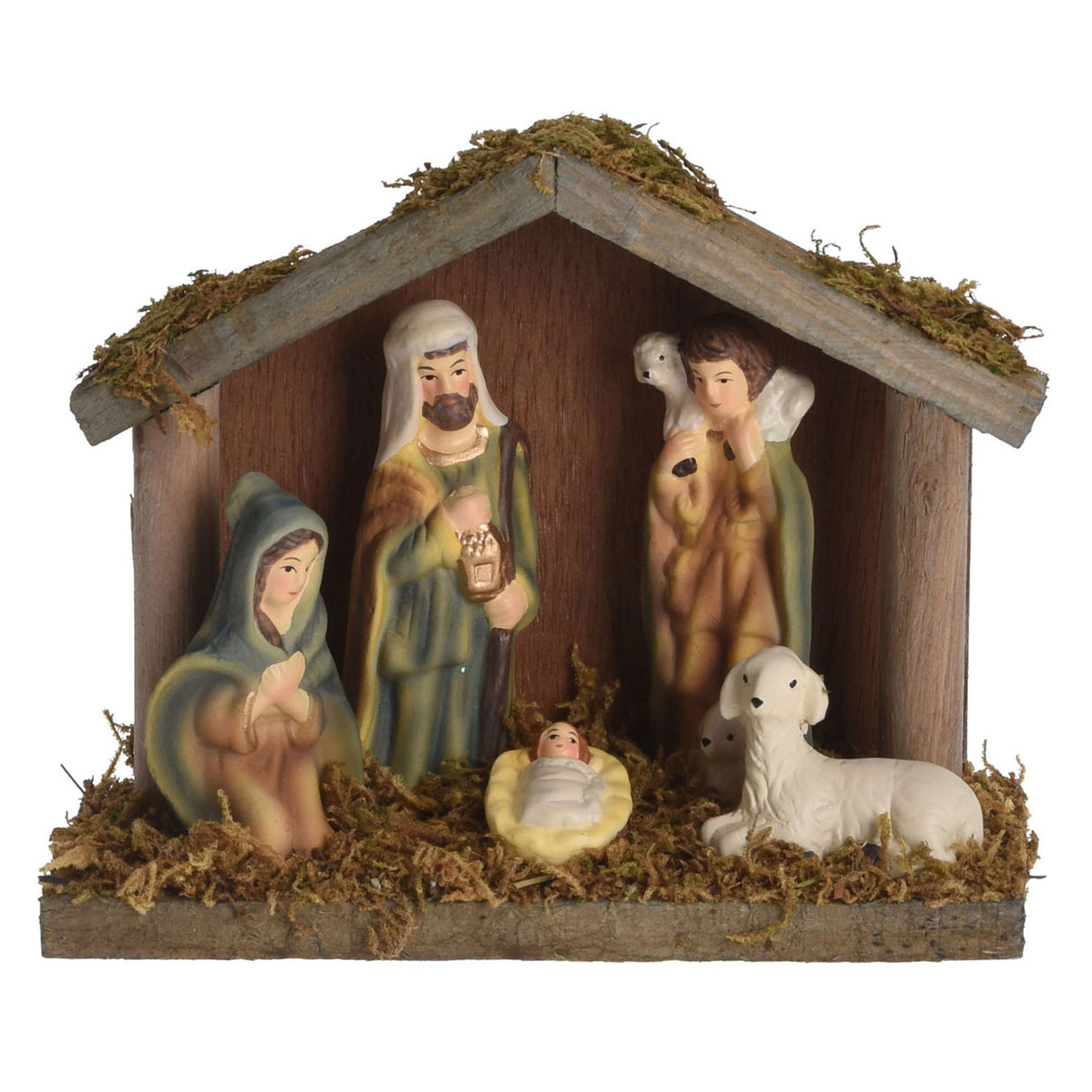 Scene di natività in legno con 5 figure