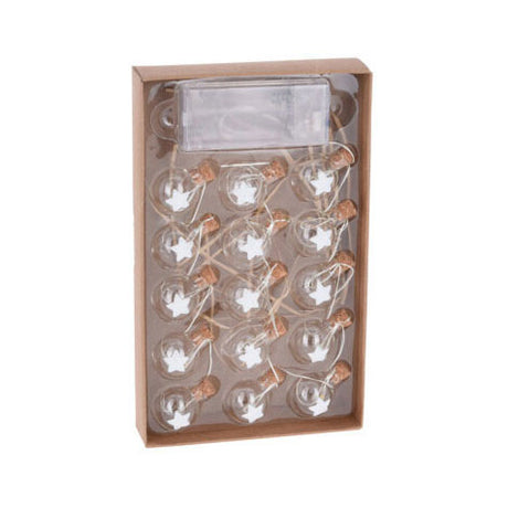 Guirlande de fil avec 15 boules de Noël menées en blanc chaud