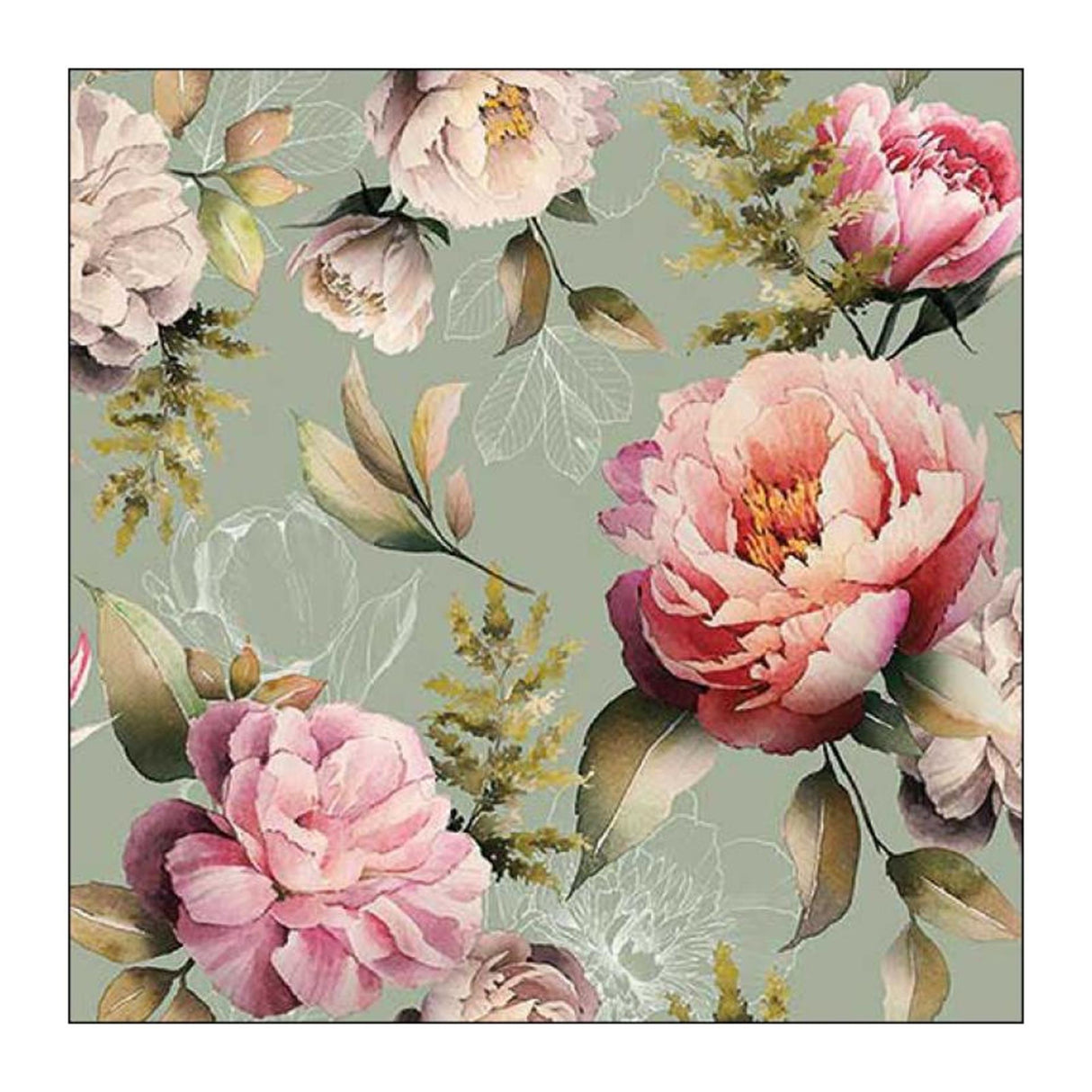 Serviette Ambiente composition 33 pivoines