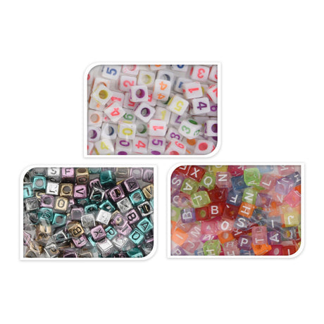 Ensemble de perles lettres métalliques, 15 grammes par sachet
