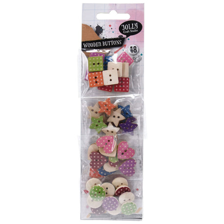 Boutons artisanaux en bois à pois, 48 ​​​​pcs.