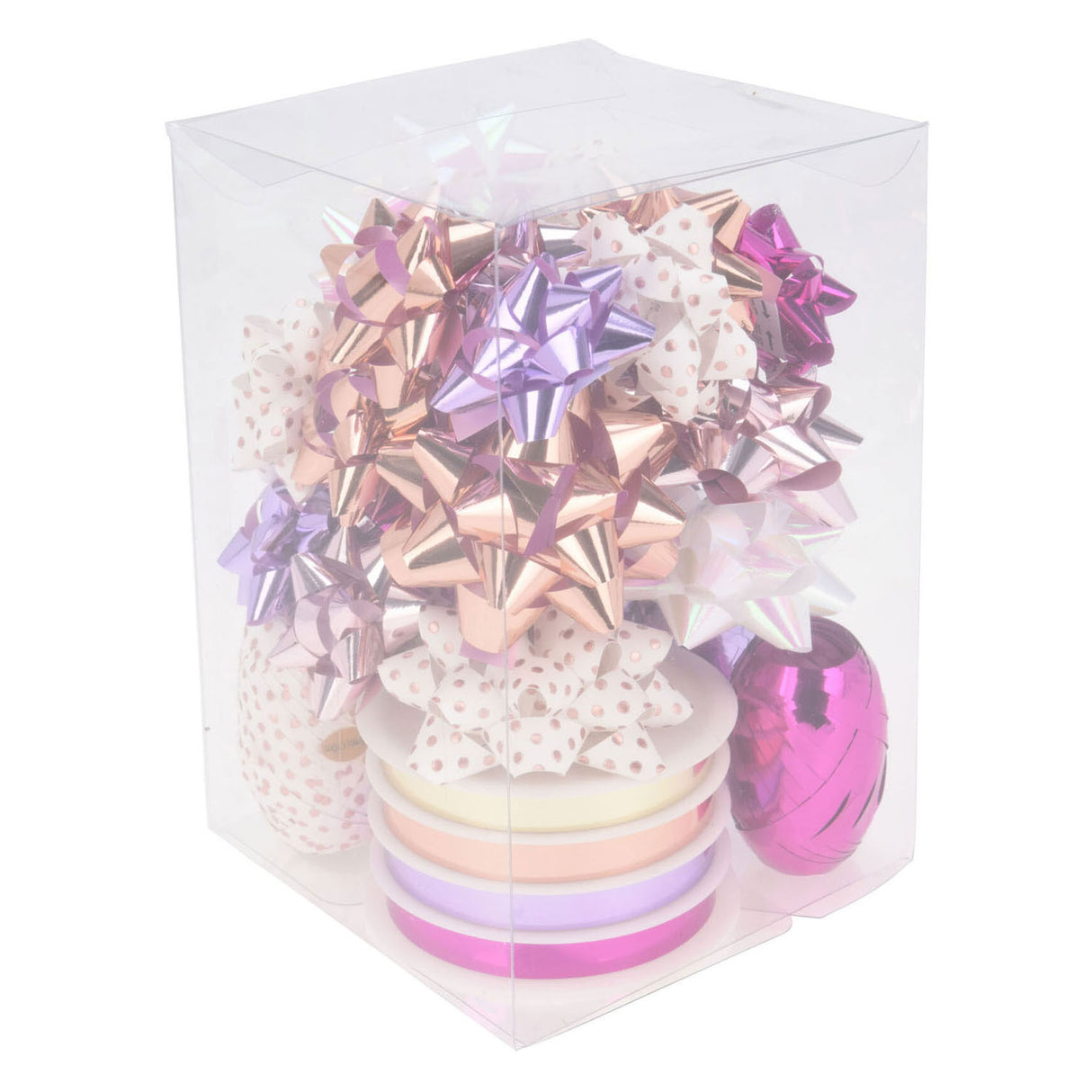 Décoration emballage noeud et ruban blanc rose, lot de 30