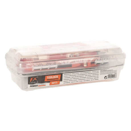 Boîte à outils en plastique avec contenu, 23 pièces.