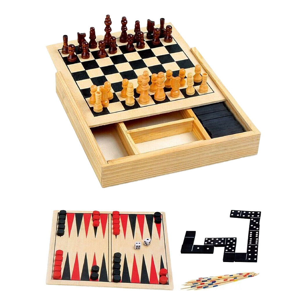 4-in1 houten spellendoos, 17cm