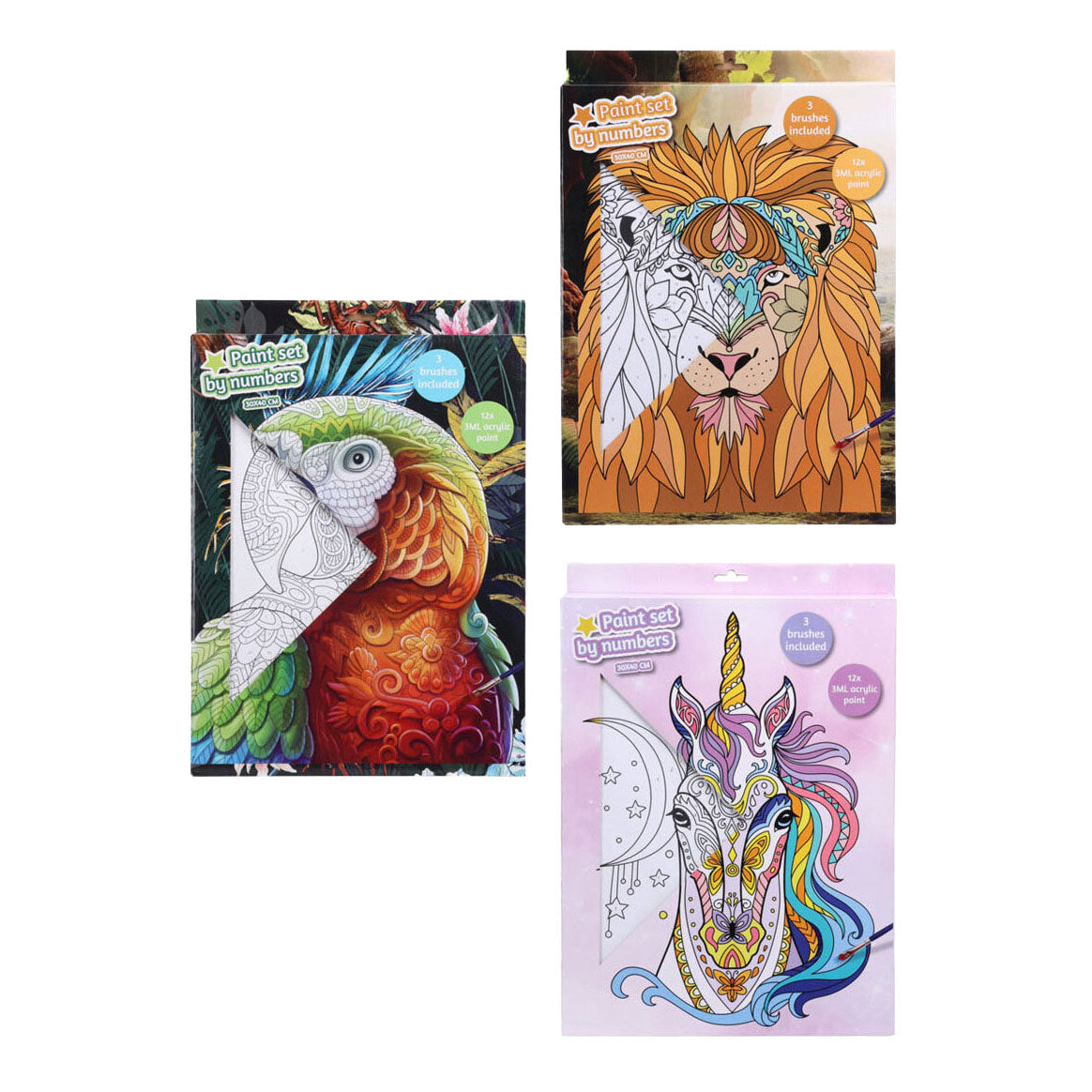 Ensemble de peinture peinture animale par numéro, 16 pièces.