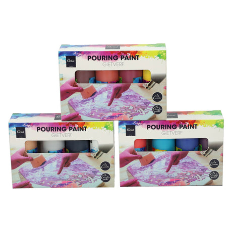 Peinture acrylique coulée, 4 couleurs