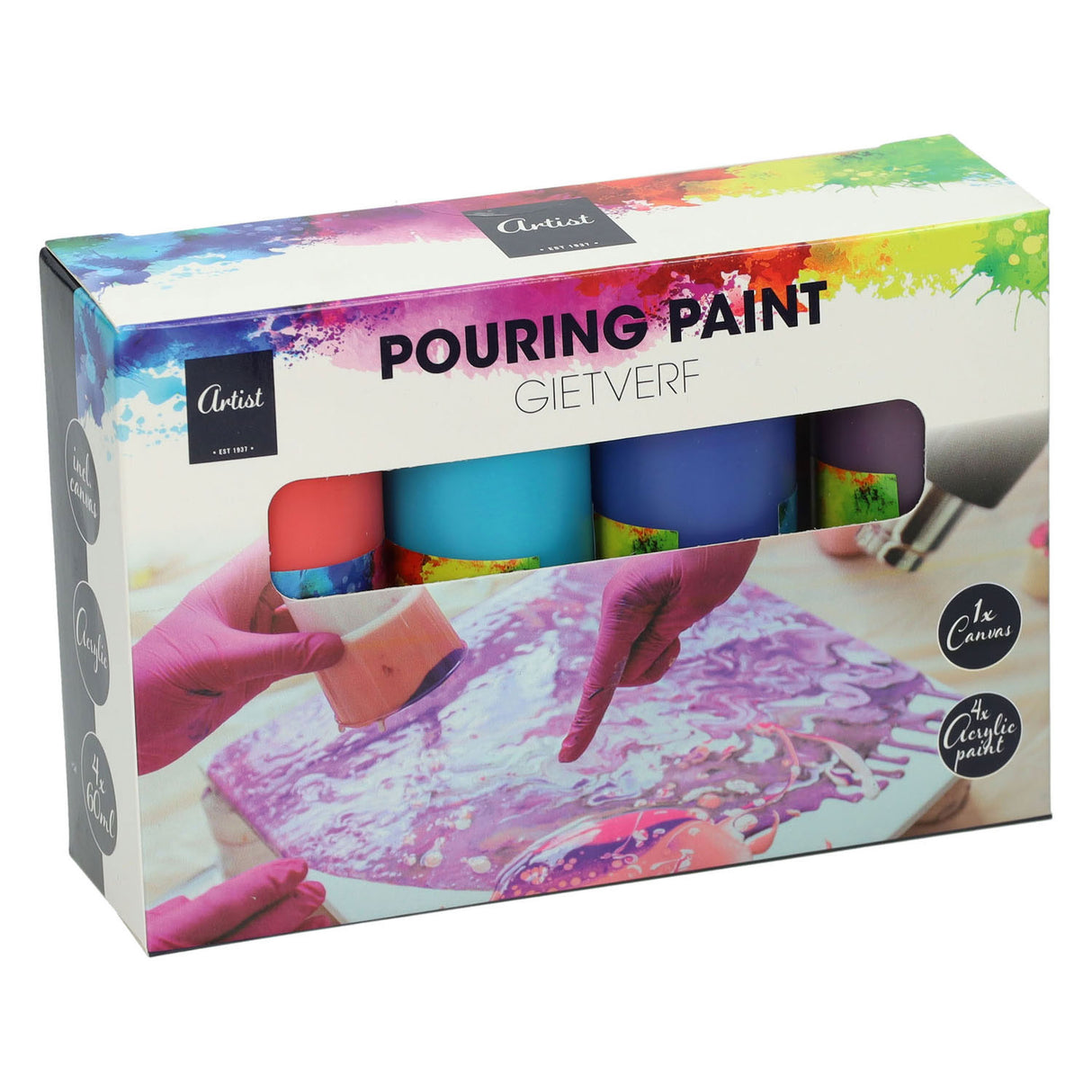 Peinture acrylique coulée, 4 couleurs