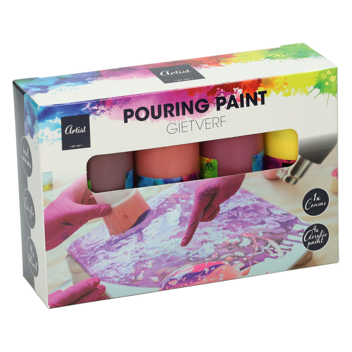 Peinture acrylique coulée, 4 couleurs