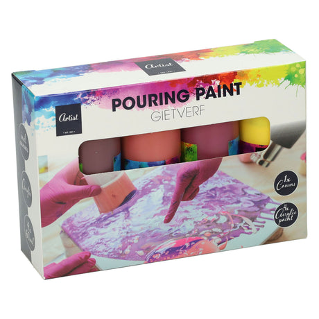 Peinture acrylique coulée, 4 couleurs