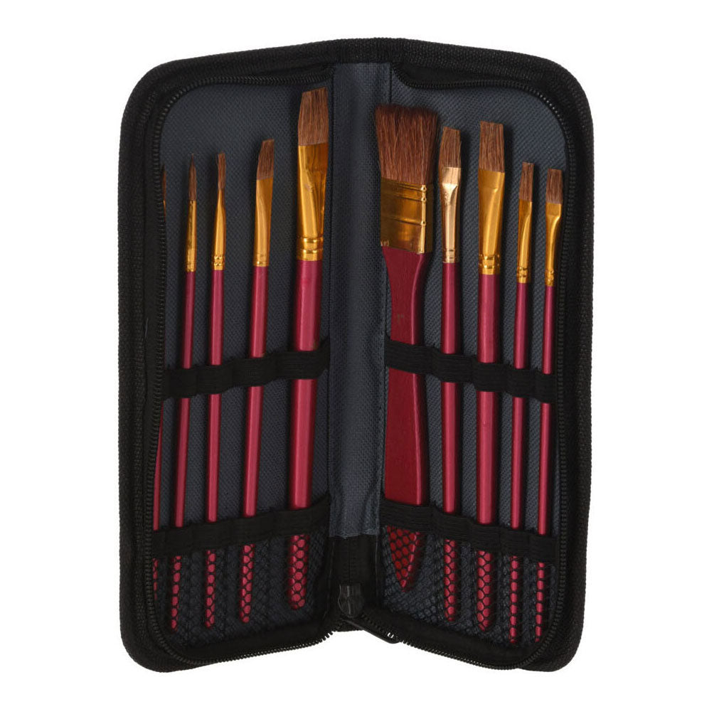 Ensemble de pinceaux aquarelle dans un sac de rangement, 10 pcs.