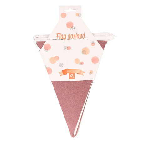 Guirlande de fanions or rose, 6m