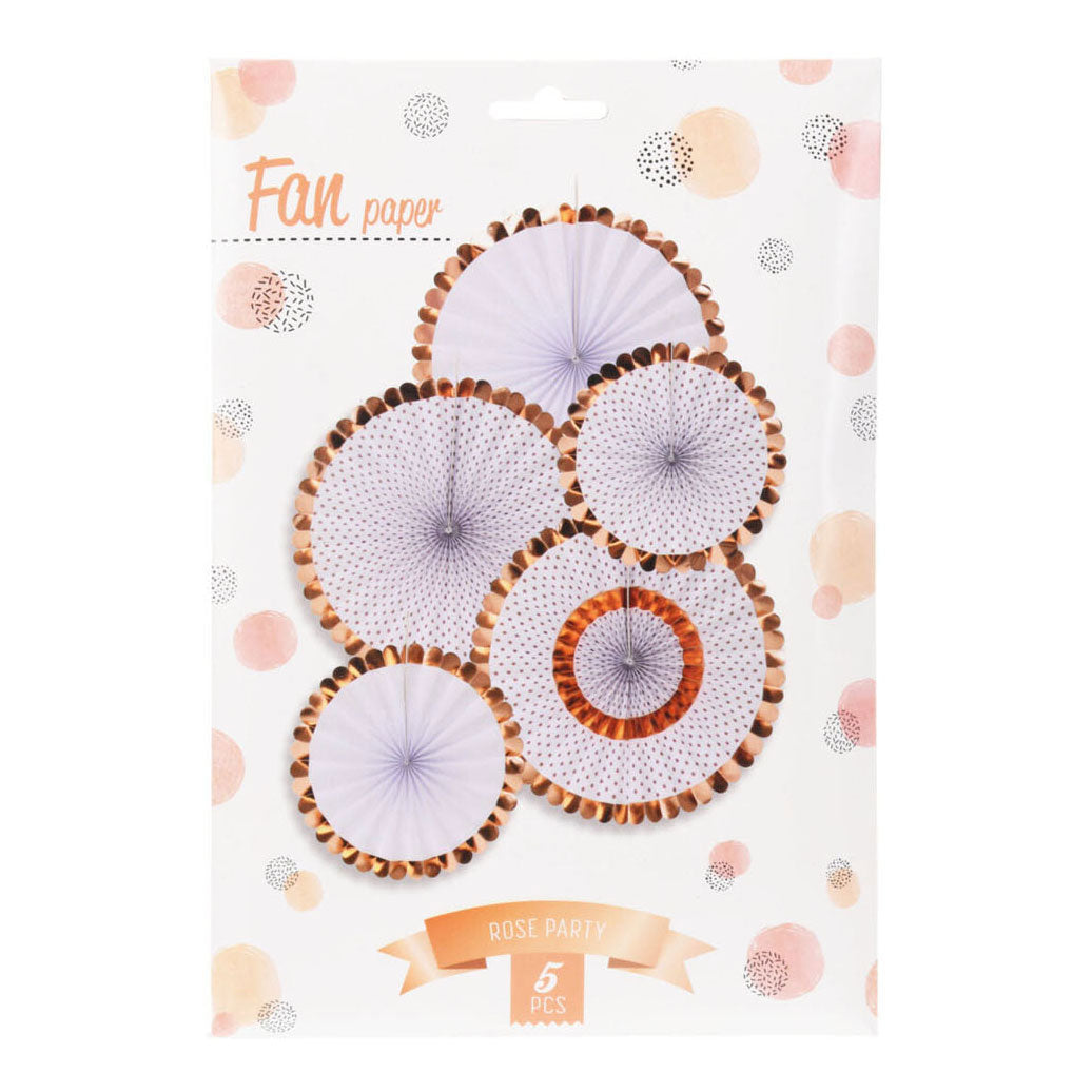 Ensemble éventail en or rose de 5 pièces.