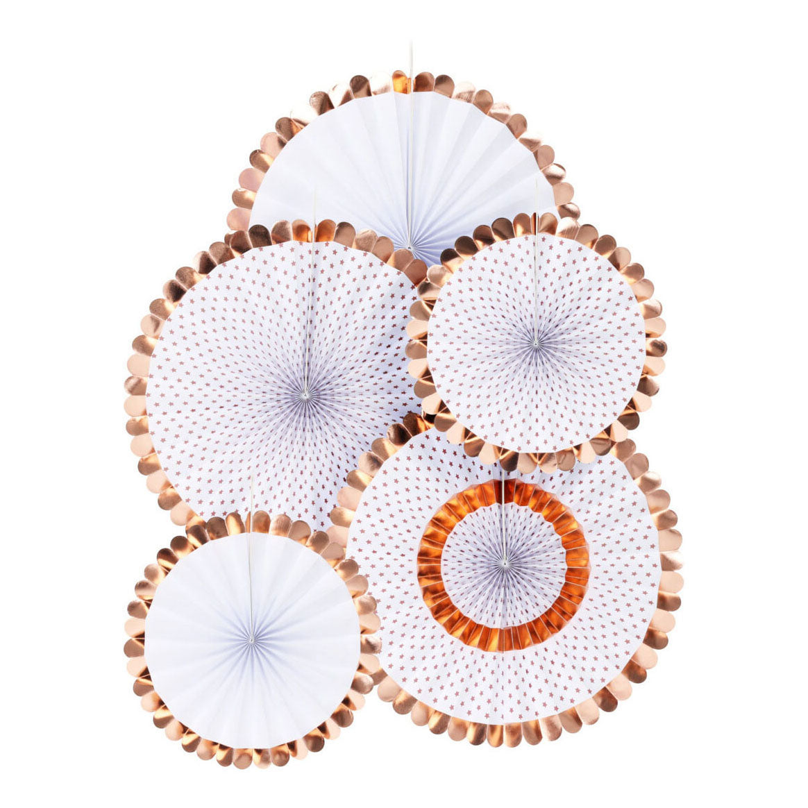 Ensemble éventail en or rose de 5 pièces.