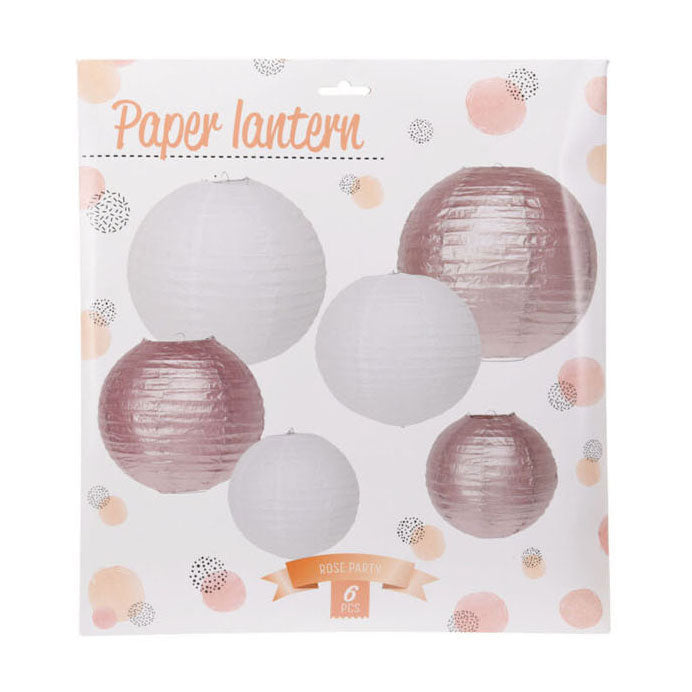 Lampion Paper Rosegoud blanc, ensemble de 6