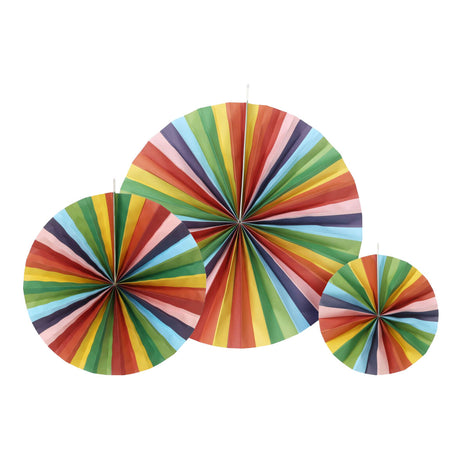 Papier éventail multi couleurs, lot de 3