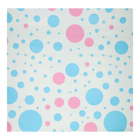 Papier cadeau à pois bleus et roses, 4 mètres.