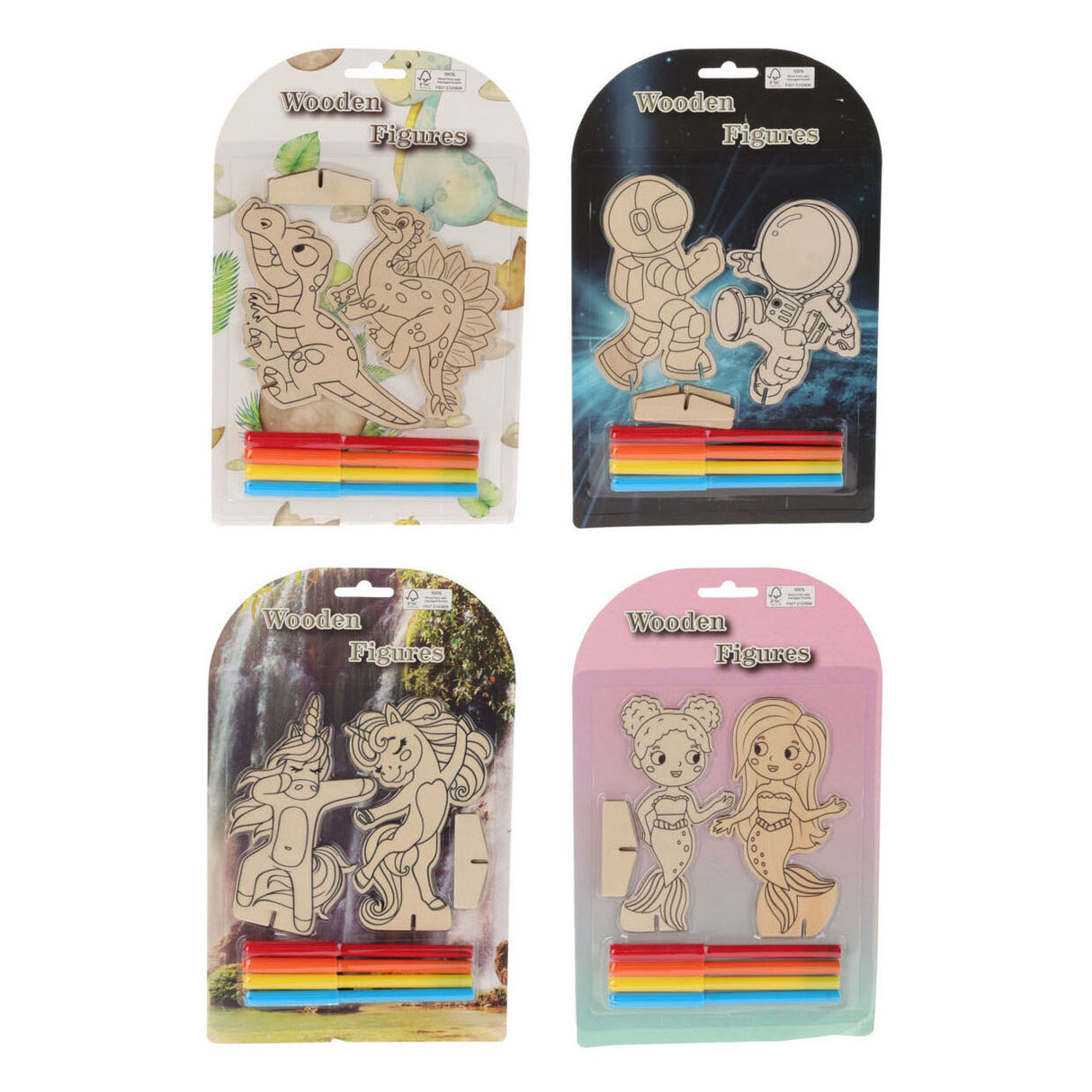 Ensemble de coloriage de figurines à thème en bois