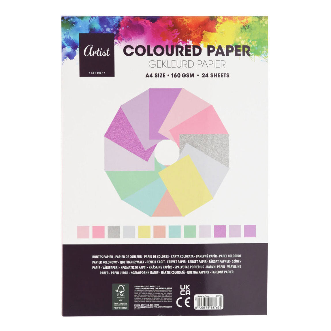 Feuilles colorées en bloc de papier