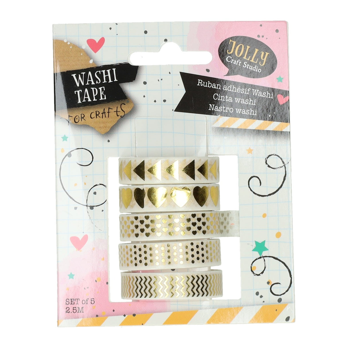 Papier washi adhésif, lot de 5