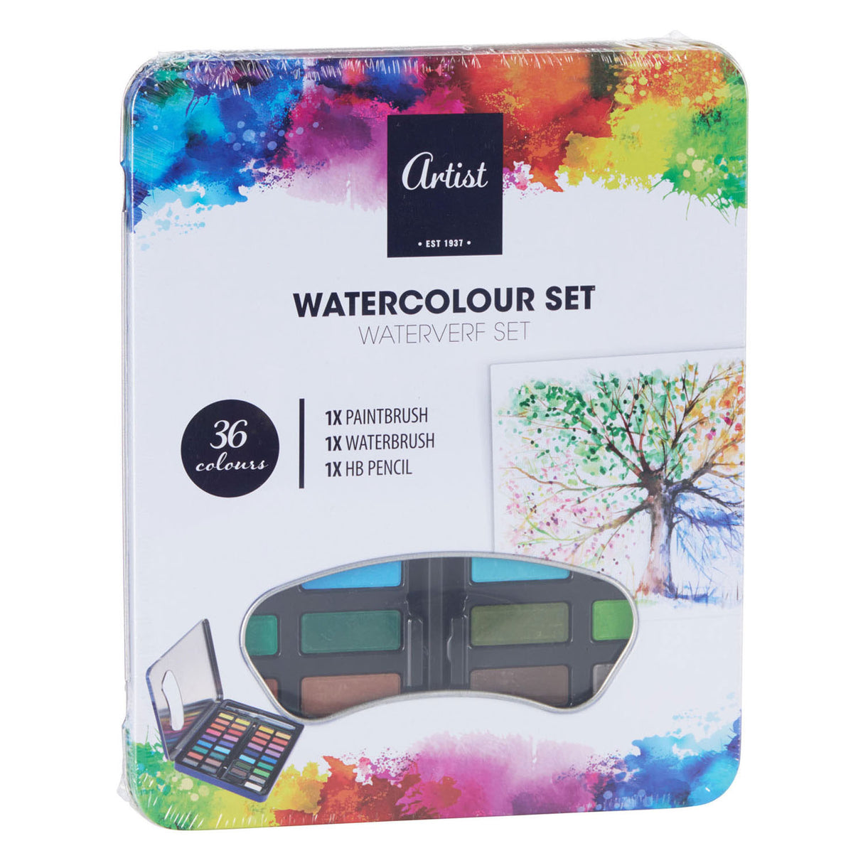 Set aquarelle avec pinceau, 36 couleurs