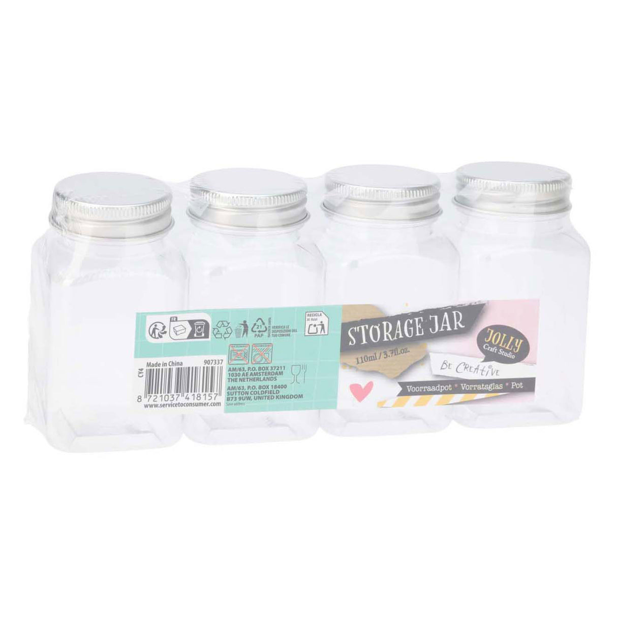 Pots de conservation en plastique avec couvercle, 4 pcs.