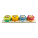 Koopman puzzle à empiler en bois jouets éducatifs avec formes, 9 pièces multicolores.
