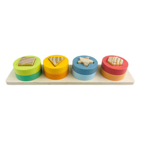 Koopman puzzle à empiler en bois jouets éducatifs avec formes, 9 pièces multicolores.