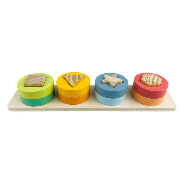 Koopman puzzle à empiler en bois jouets éducatifs avec formes, 9 pièces multicolores.