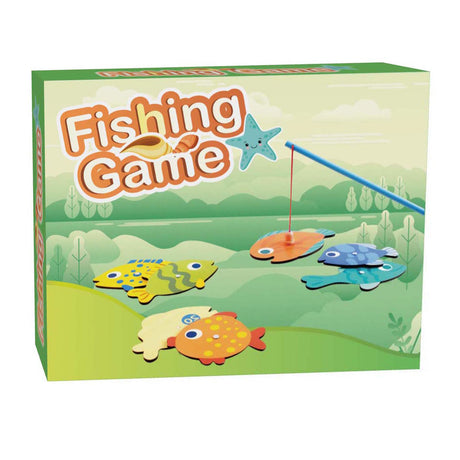 Jeu de pêche en bois, 9 pièces.