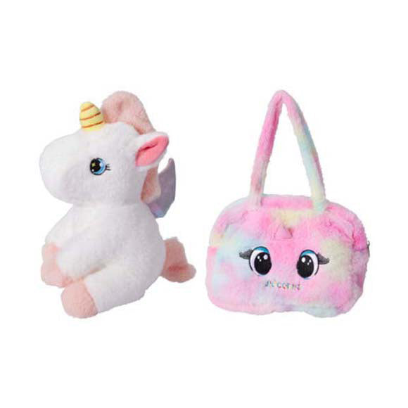 Sac en peluche avec licorne dans un sac