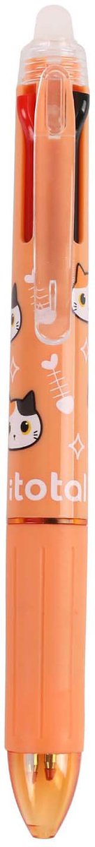 Stylo multicolore effaçable Itotal 4en1 chat orange