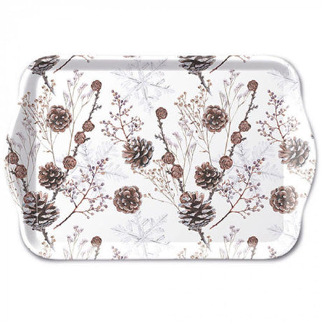 Plateau Ambiente 13x21cm pommes de pin blanc