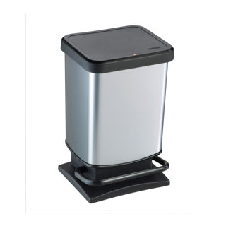 Poubelle à pédale Rotho Paso 20l argent métallisé