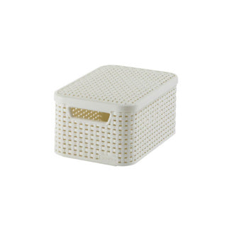 Panier style Curver avec couvercle ivoire