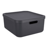 Rotho boîte de rangement décoration albula 20l anthracite