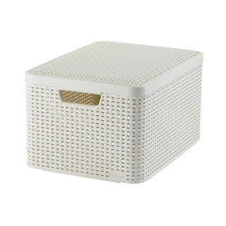 Panier style Curver l avec couvercle ivoire