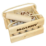 Tactic mölkky - jeu d'attraper et de lancer - jeu de lancer en bois finlandais original dans un étui de transport en bois de luxe - bois de bouleau durable - avec application de notation gratuite