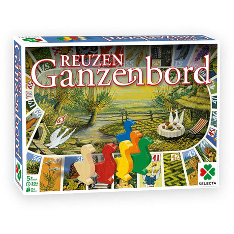 Plateau d'oie géant Selecta Tactic - Jeu de société classique en très grand format - comprenant un plateau de jeu, des oies en bois et des dés - à partir de 5 ans