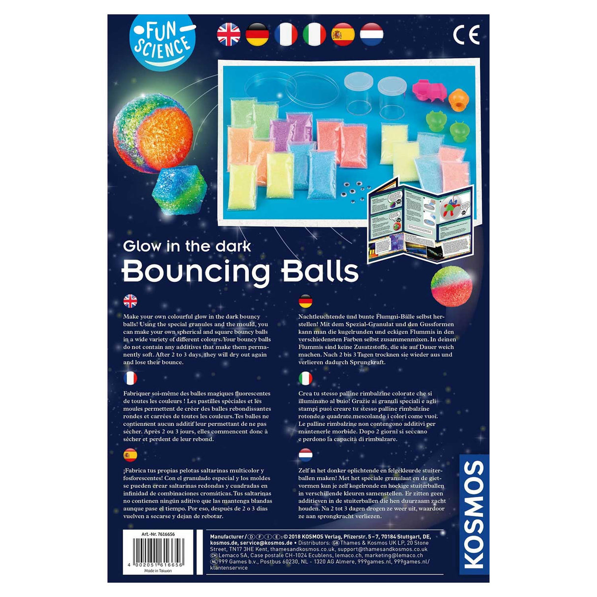Faire briller Cosmos dans les balles rebondissantes sombres, 20 pcs.