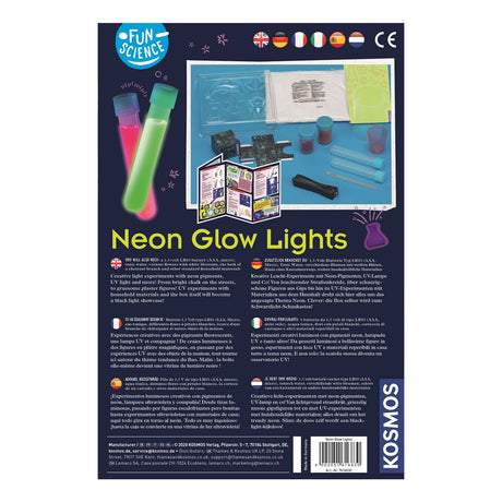 Lampes lumineuses au néon Cosmos - ensemble d'expérimentation - concevez des décorations lumineuses avec de la lumière UV - comprenant des marqueurs spéciaux et une lampe à lumière noire - créez un art lumineux