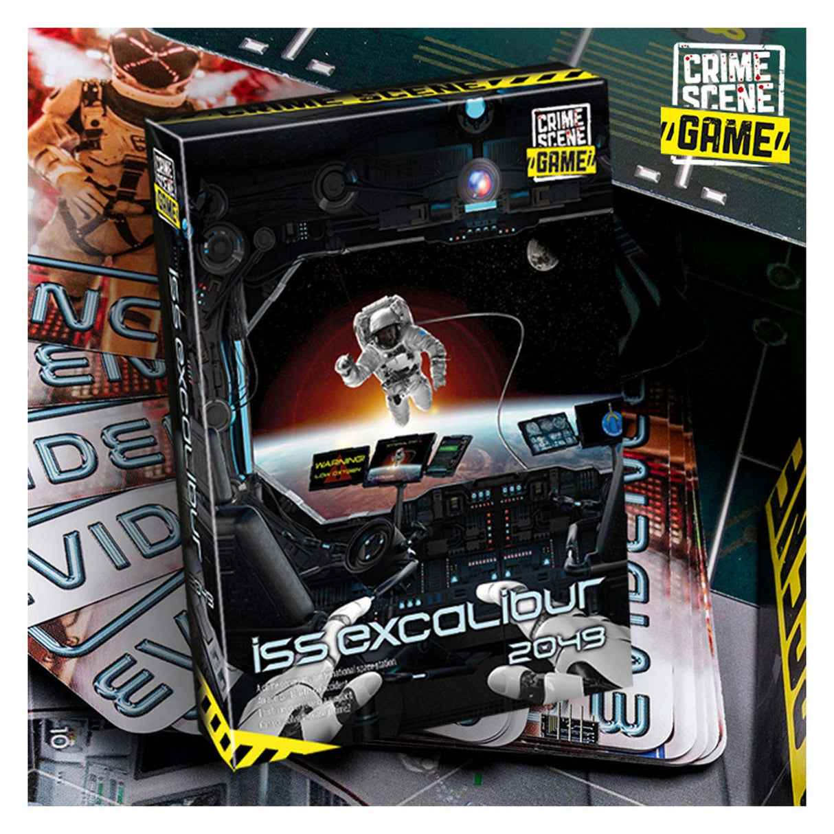 Tactic crime scene iss excalibur 2049 – jeu de société – jeu de crime – mystère futuriste dans l'espace – enquête et déduction approfondies – série de scènes de crime – studio game storm – 1 ou plusieurs joueurs – à partir de 18 ans