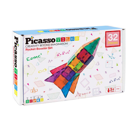 Tactique de tuiles Picasso - jouets de construction - tuiles magnétiques - tuiles magnétiques - booster de fusée - jouets à tige - jouets de construction créatifs - 32 pièces - à partir de 3 ans