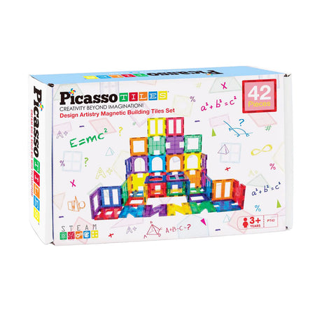 Tactique de tuiles Picasso - jouets de construction - tuiles magnétiques - tuiles magnétiques - ensemble artistique - jouets à tige - jouets de construction créatifs - 42 pièces - à partir de 3 ans